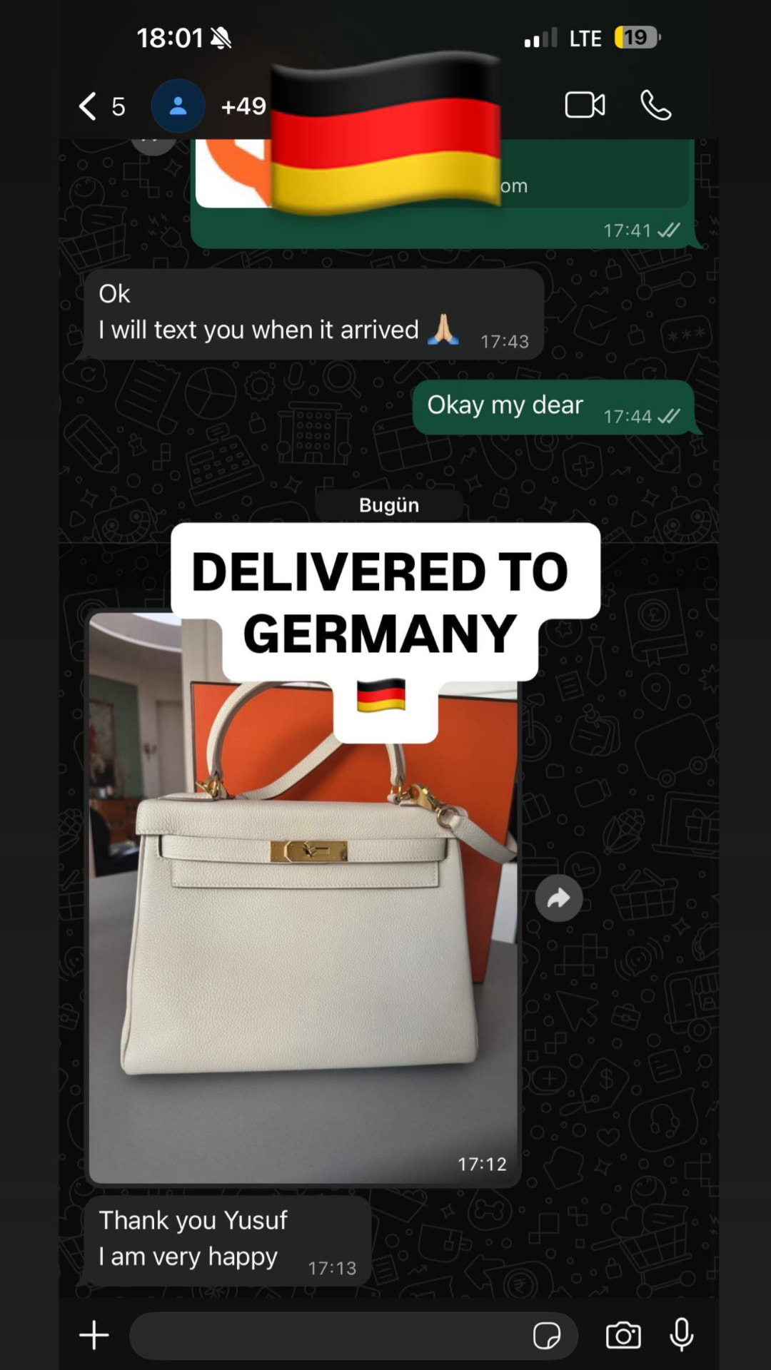WhatsApp message from a satisfied client 3